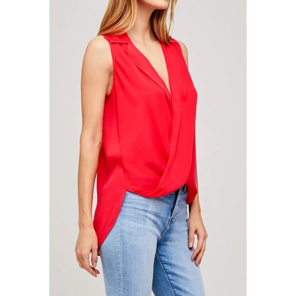 L'Agence Freja Draped Blouse in Hibiscus NWT size XS - Picture 3 of 10